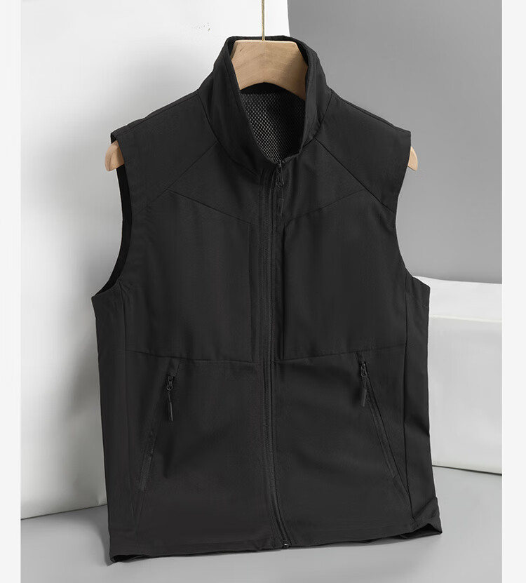 ROMON Men's Vest Spring and Autumn Thin Casual Jacket Sleeveless Stand Collar Outdoor Sports Black L 16