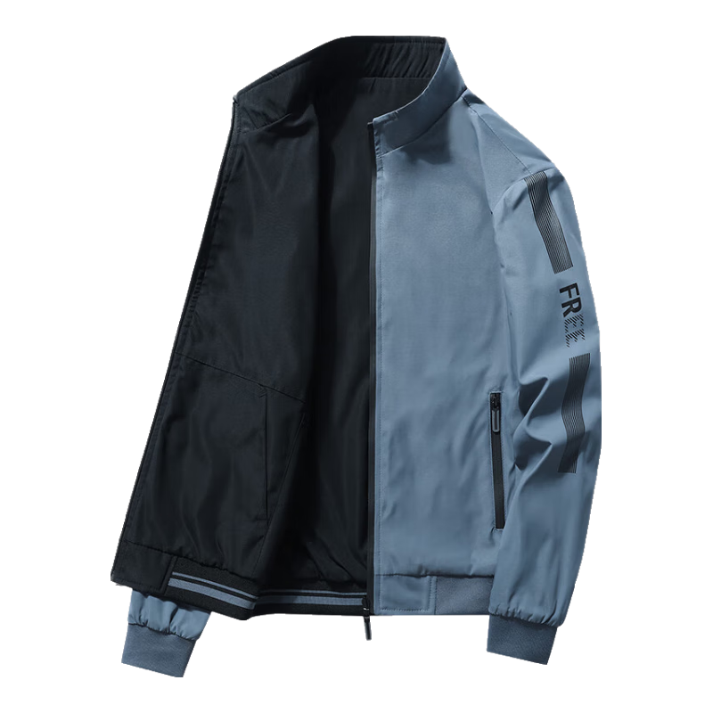 ROMON Men's Jacket Spring Autumn Business Casual Outdoor Sports Fashion Versatile Reversible Top 9866 Mist Blue XL