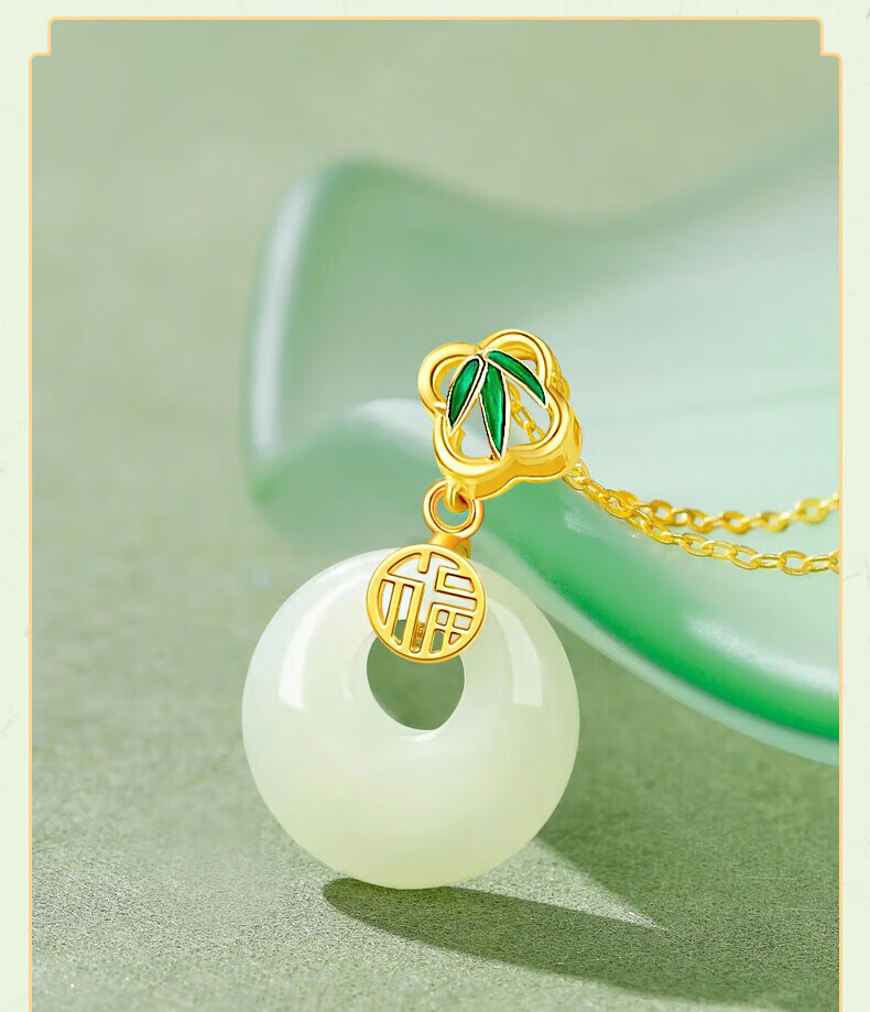 Chinese Jewelry Silver Peace Buckle Necklace for Women Hetian Jade Pendant Mother's Day 2026 New Birthday Gift for Girlfriend and Mom 7