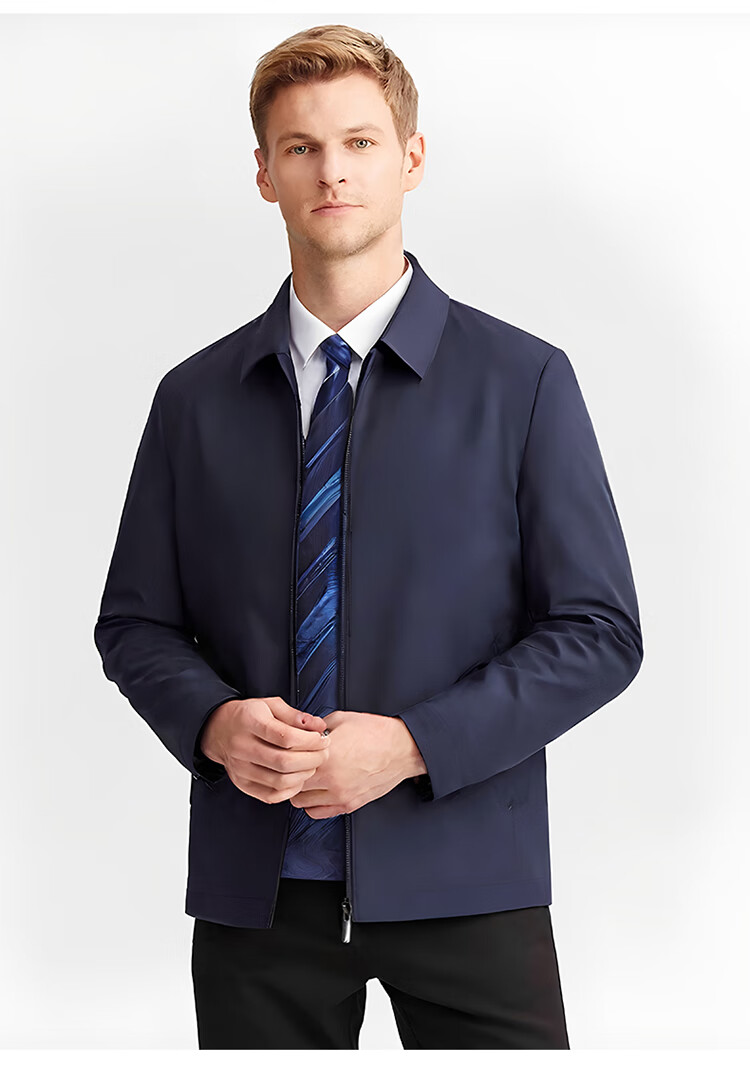 TUCANO Men's Business Casual Executive Lapel Jacket Fashion Solid Color Coat Navy 3XL Father's Day Gift 11