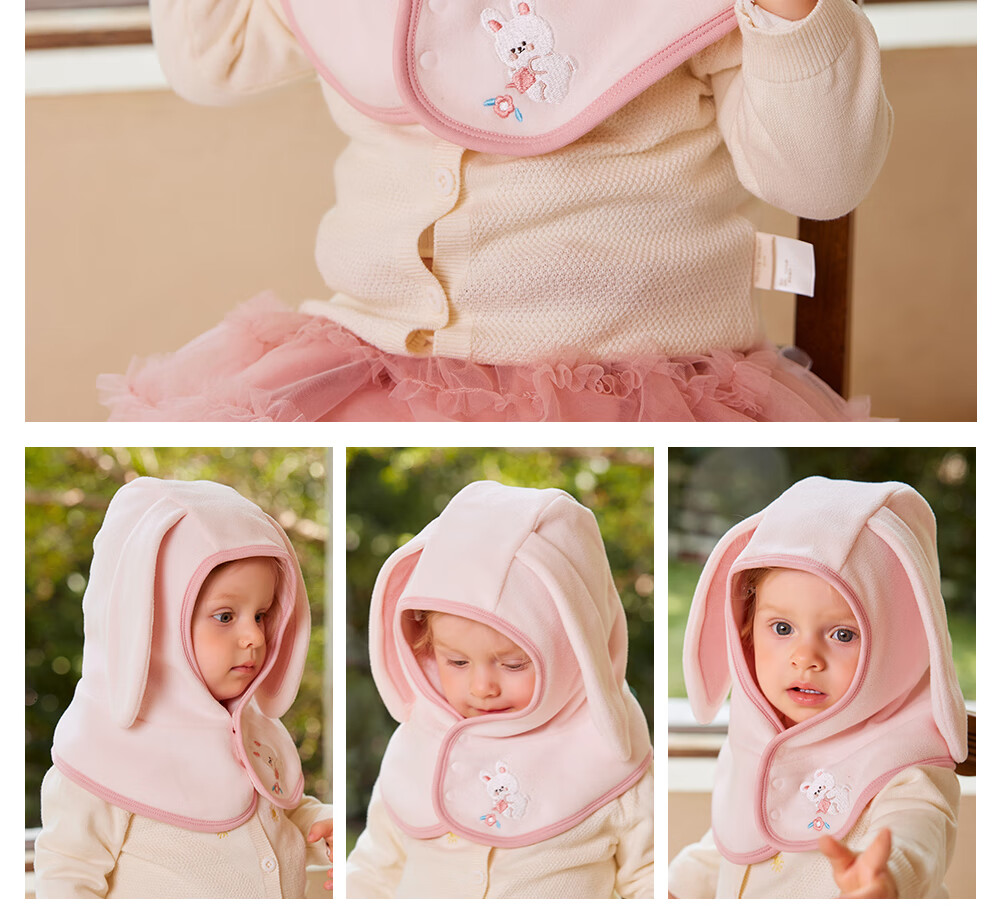 Beitais Baby Hat and Scarf Set - Autumn Winter Ear Protection Warm Windproof Outdoor Cap for Kids 4