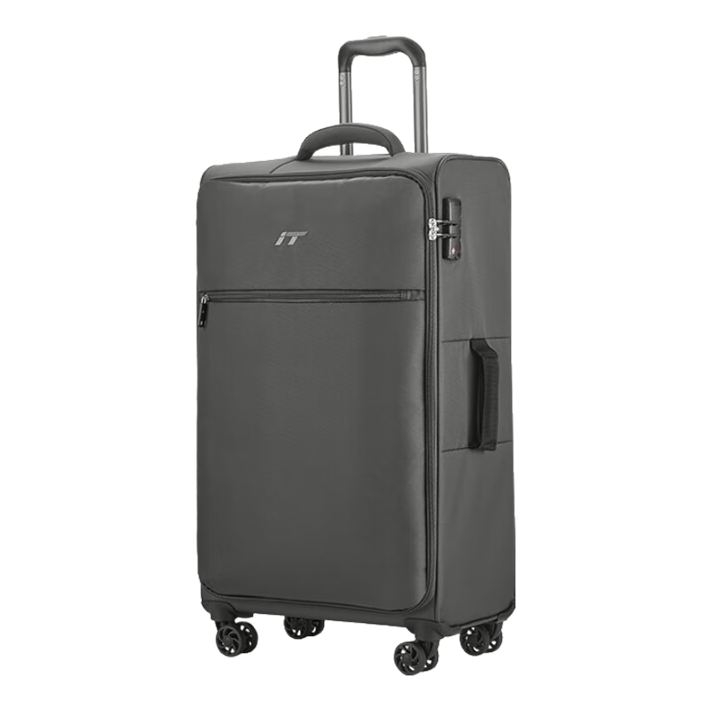 INTERNATIONAL TRAVELLER British IT Suitcase, Check-In Luggage, Spinner Wheels, Ultra-Light Suitcase, 28-Inch Soft Fabric Case, 1191 Gray