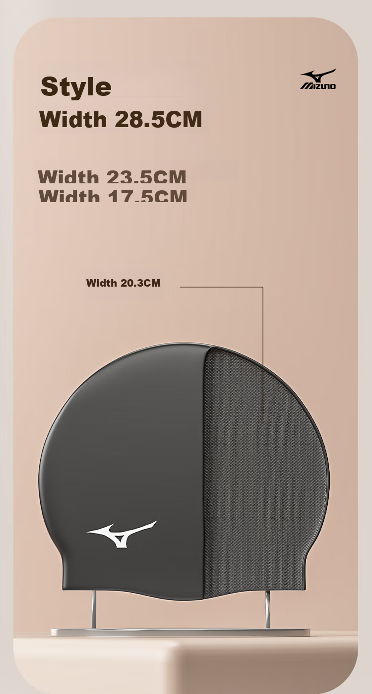 MIZUNO Swimming Cap, Unisex Adult Waterproof Cap, Long Hair Ear Protection, Non-Constricting, Enlarged Professional Silicone Cap N2CW1S26 White 4