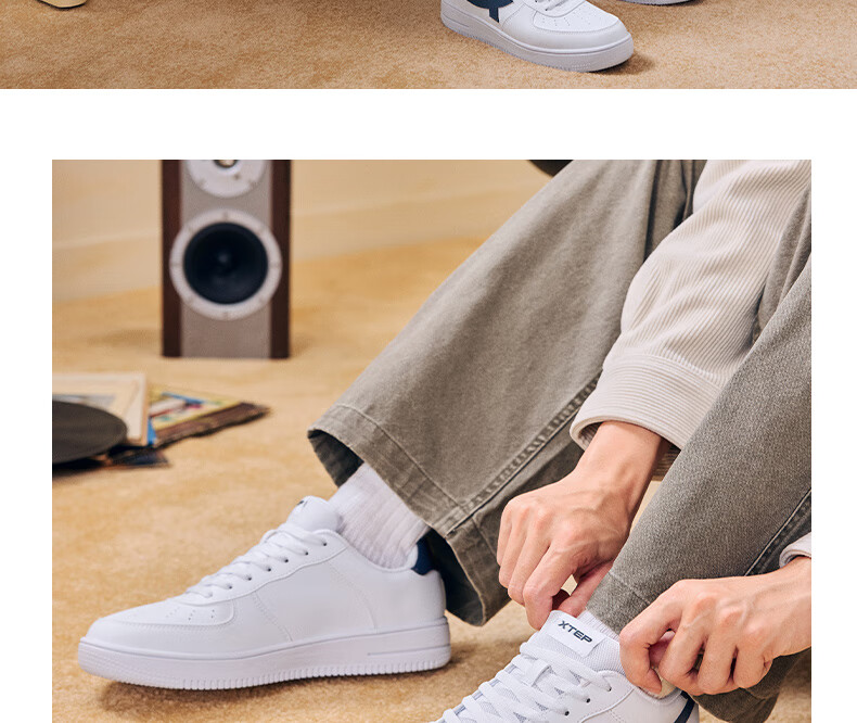 Xtep Couple Men's and Women's Casual Sneakers White Air Force One Spring Summer Breathable Durable Versatile Sports Shoes 14