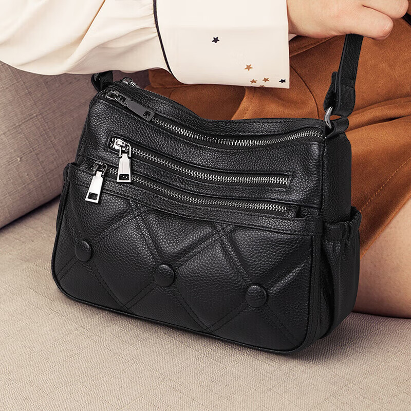 YUYULA Leather Handbag, Women's Crossbody Bag, Light Luxury Mom Bag, Practical Gift for Middle-Aged And Elderly Mothers on Mother's Day