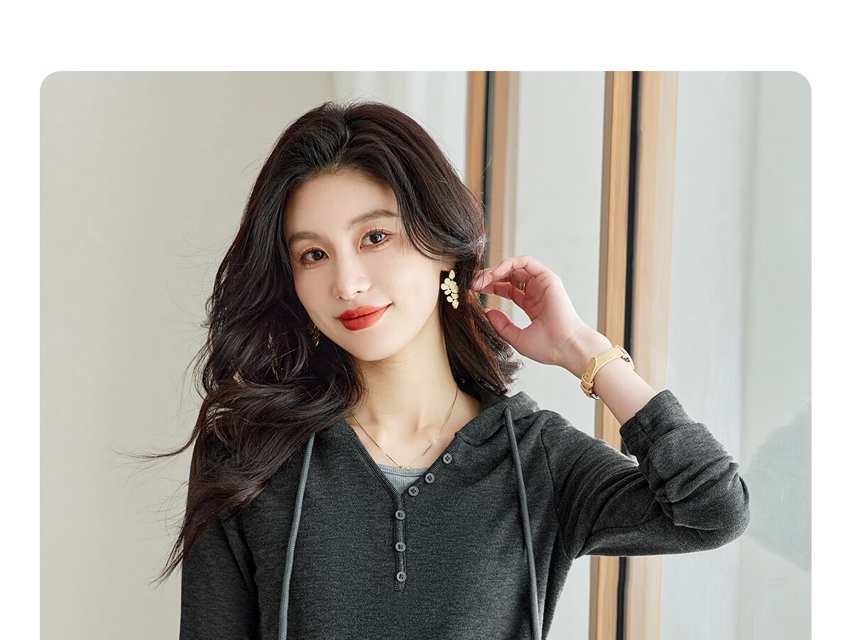 YUZHAOLIN 2025 Spring Casual Set Fake Two-Piece Sports Style Hooded Top with Straight-Leg Pants Set Y51K078 15