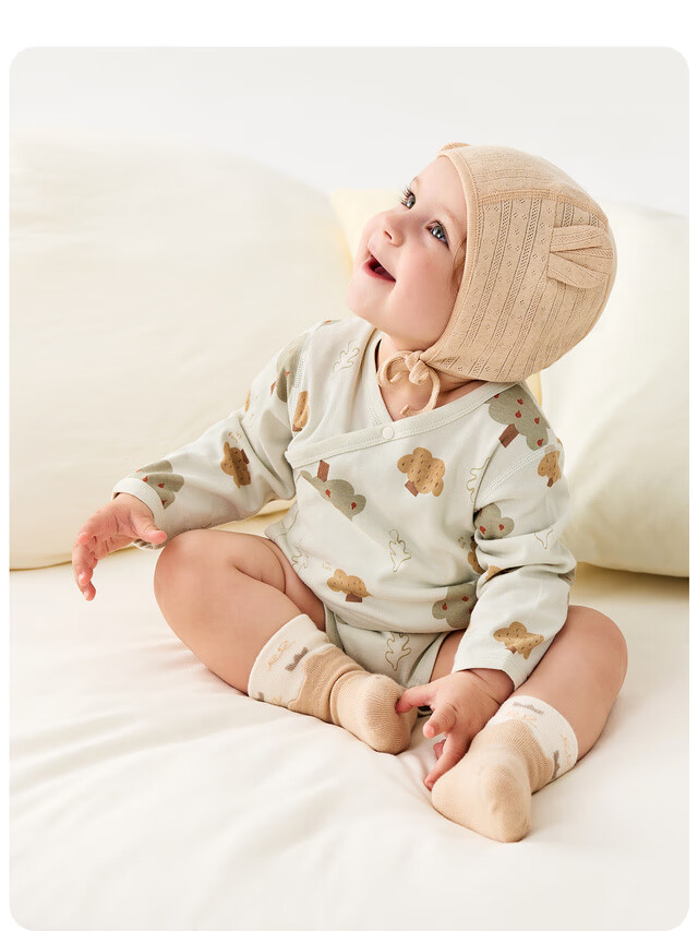 TONGTAI Baby Romper, Spring And Autumn Pure Cotton Infant Bodysuit, Newborn Clothes, Onesie Pajamas, Purple, 59cm 4