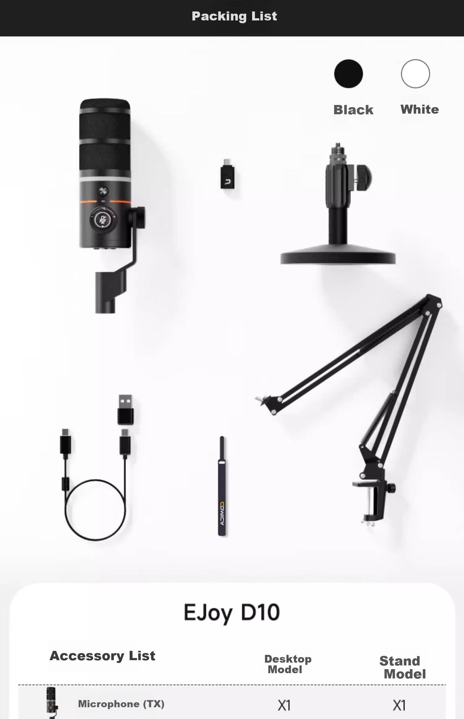 COMICA Enjoying D10Pro (A) Wireless Dynamic Microphone for Computer Gaming, Live Streaming, Built-In Sound Card Recording, Karaoke, Voice Acting, Gaming And Video Conferencing Microphone, Black 16