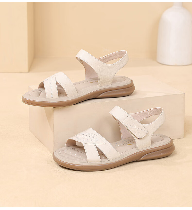 Red Dragonfly Leather Sandals Summer Soft Sole Comfortable Mom Shoes Women Wedge Soft Leather Beach Shoes WTK233142 2