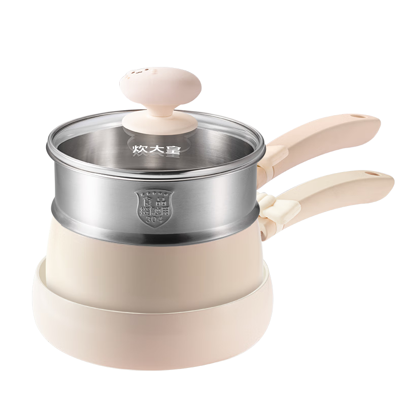Chuida Huang Non-Stick Milk Pot Multi-Purpose Baby Food Cooker Wear-Resistant Induction Cooker Universal Mother and Baby Special Mop Two-Piece Set MP04FSG