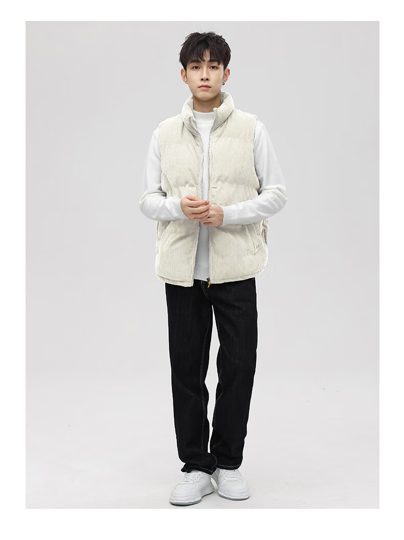 JEANSWEST Men's Spring Autumn Corduroy Loose Vest with Shoulder Bag Warm Jacket Dark Gray 3XL 9