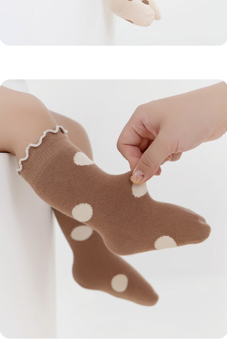 Growth Baby Socks Spring and Autumn Pure Cotton Seamless 0-3 Months Newborn Autumn Lace Cuff Non-Restrictive Long Tube Socks 5