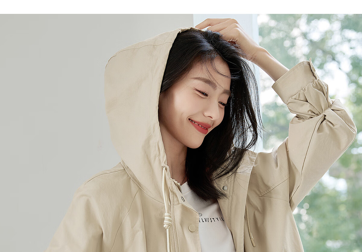 Chushen Spring and Autumn Short Jacket for Women with Hood, Exquisite Pocket Design, Versatile Loose Casual Top Coat S143U2011 13