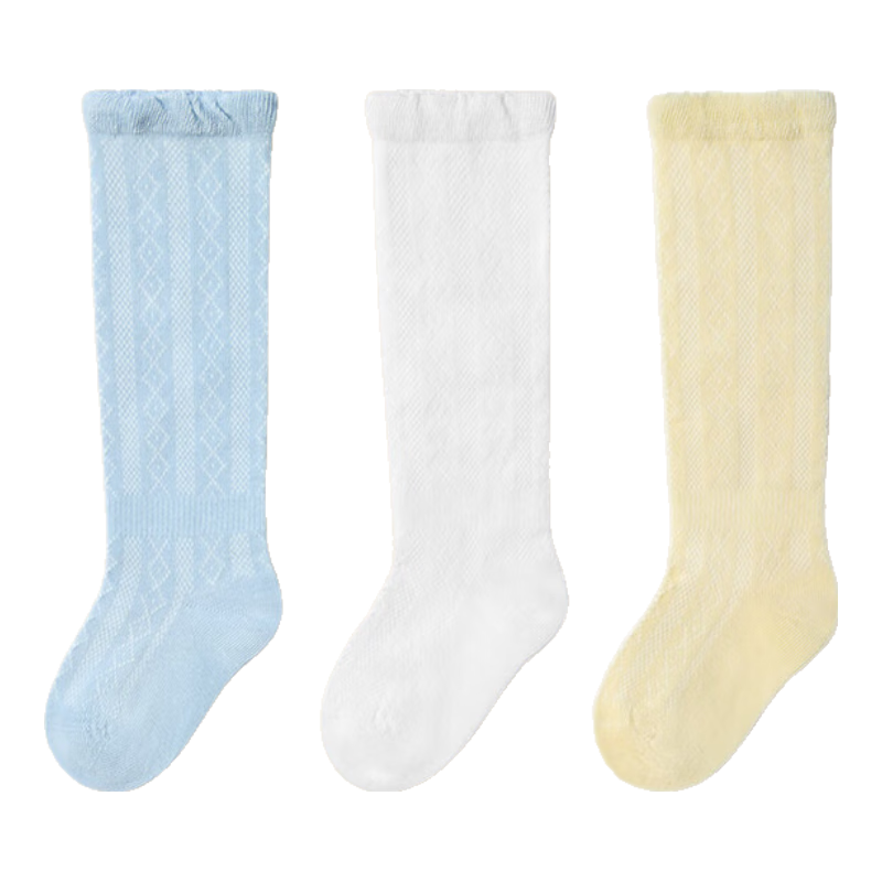 PurCotton Baby Socks, Newborn Infant Socks, Pure Cotton Long Socks, Breathable Over-Knee Socks, 12cm-14cm
