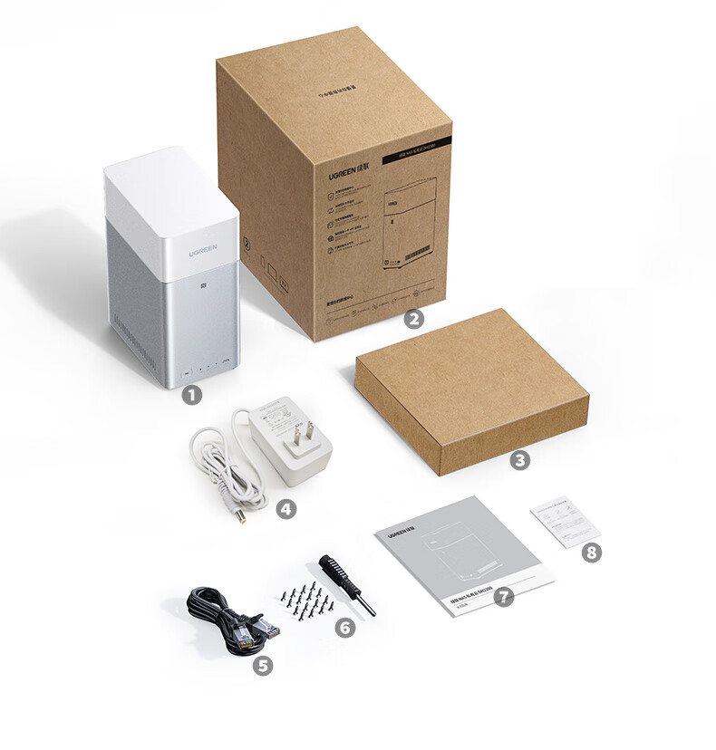 UGREEN Private Cloud DH2300 8GB White Dual-Bay NAS Network Storage Personal Cloud AI Home Hard Drive Server Mobile NFC One-Touch Photo Backup Tablet Expansion 5