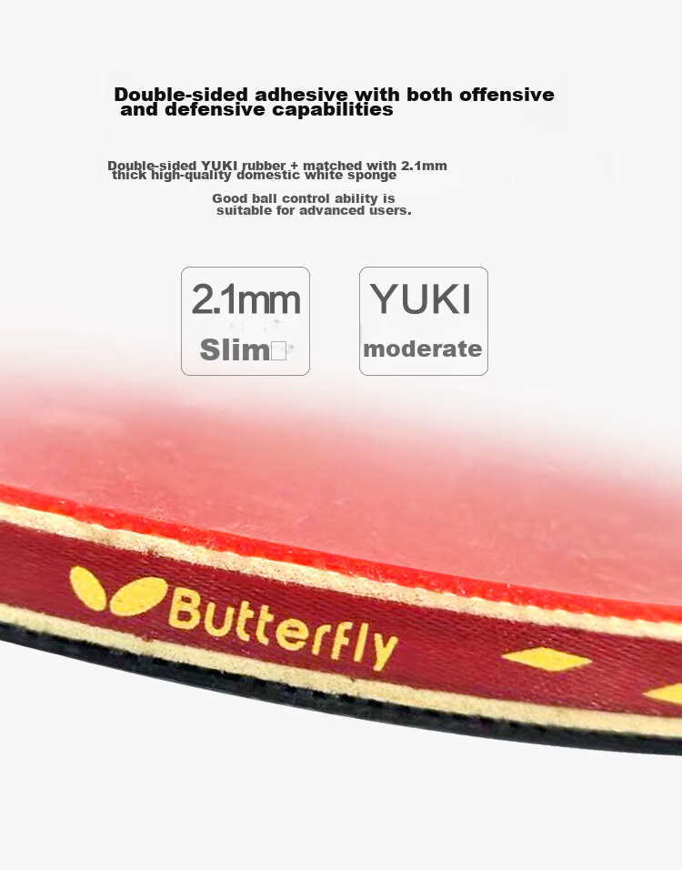 BUTTERFLY 6-Star Table Tennis Racket [Double-Sided Reverse Rubber] Professional Pure Wood Blade 601 Penhold Grip, Includes Racket Case 5