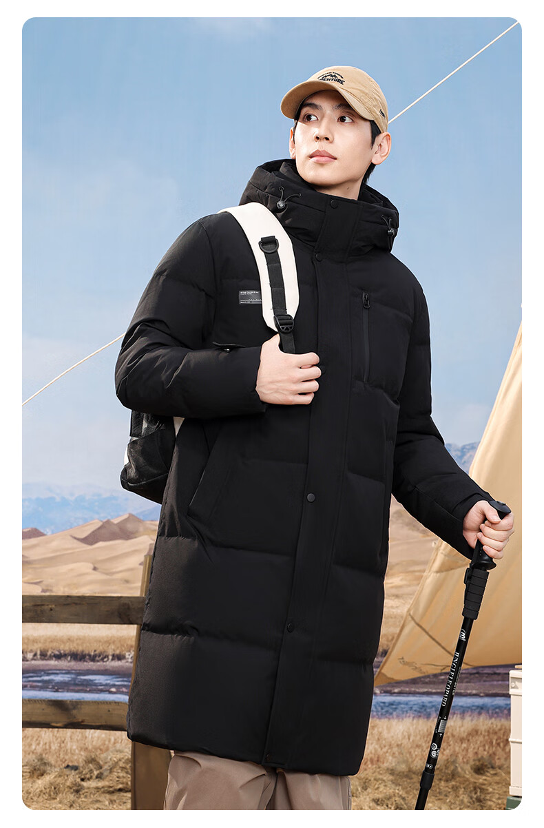 SNOWFLYING Autumn And Winter Oriental Minimalist Luxury Style Fashion Casual Comfortable Silhouette Men's "H" Version Printed Stand-Collar Hooded down Jacket 7