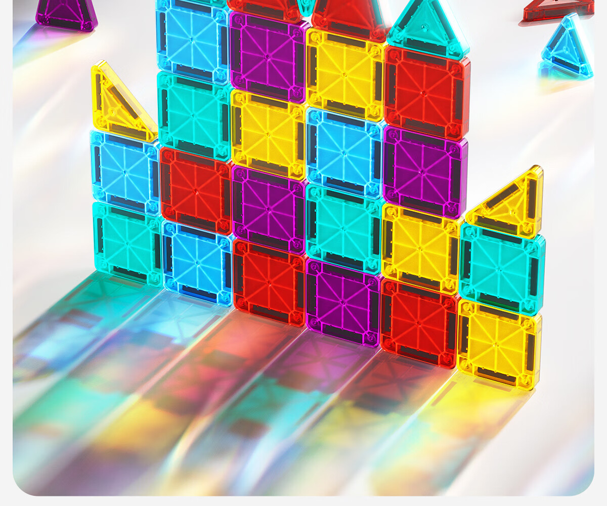 Xinge Diamond Surface Color Window Magnetic Tiles Children's Toy for Boys and Girls Ages 3-6 Magnetic Building Blocks Educational Birthday Gift 50 Pieces 14