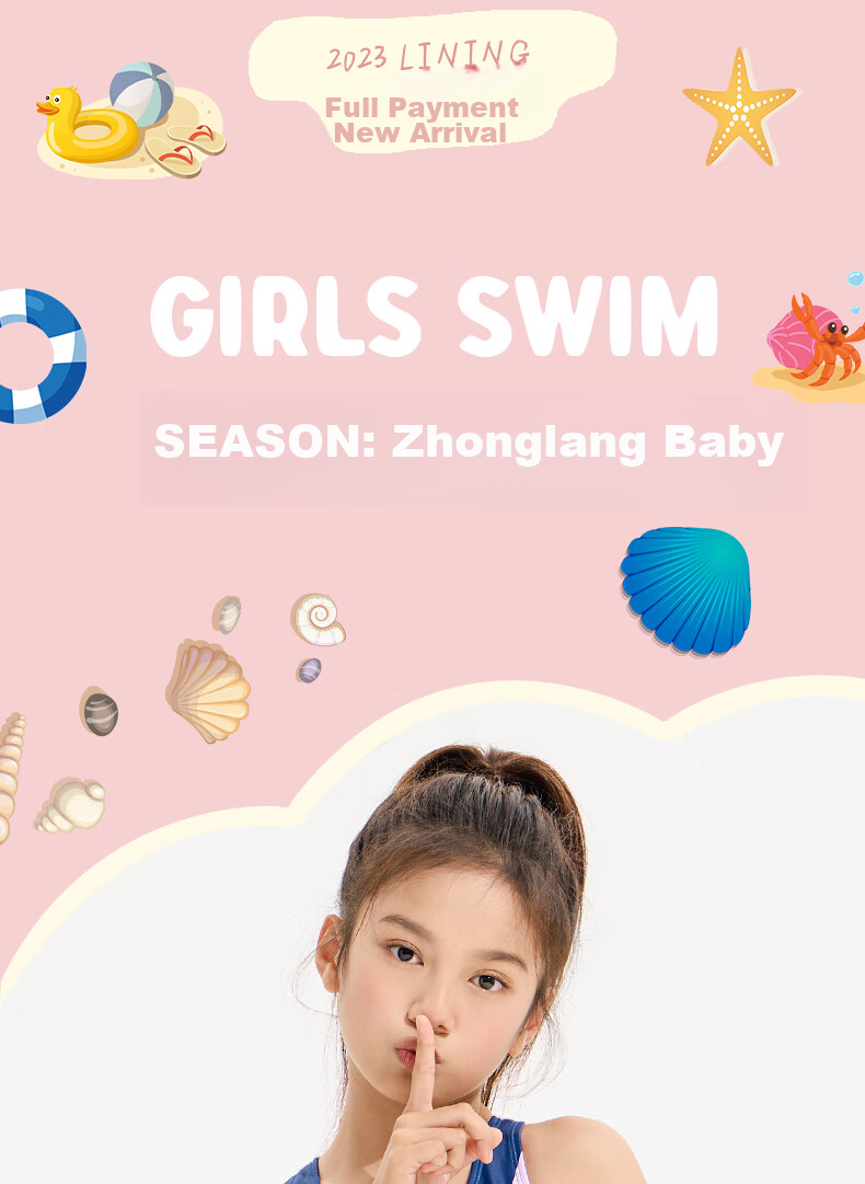 Li-Ning Children's Swimsuit, Girls' One-Piece Triangle Training Swimwear, Sports Competitive Quick-Dry Swimwear 010, Navy Blue, Size 120 2