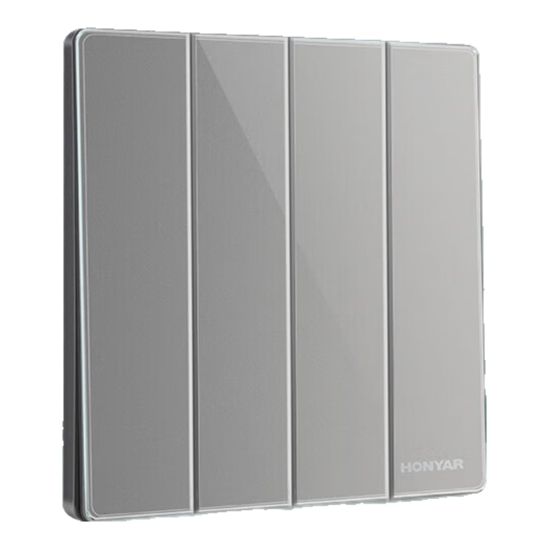 Hongyan E4 Series Gray Four-Gang Double Control Four-Key Two-Way Wall Switch Frameless Large Panel Socket