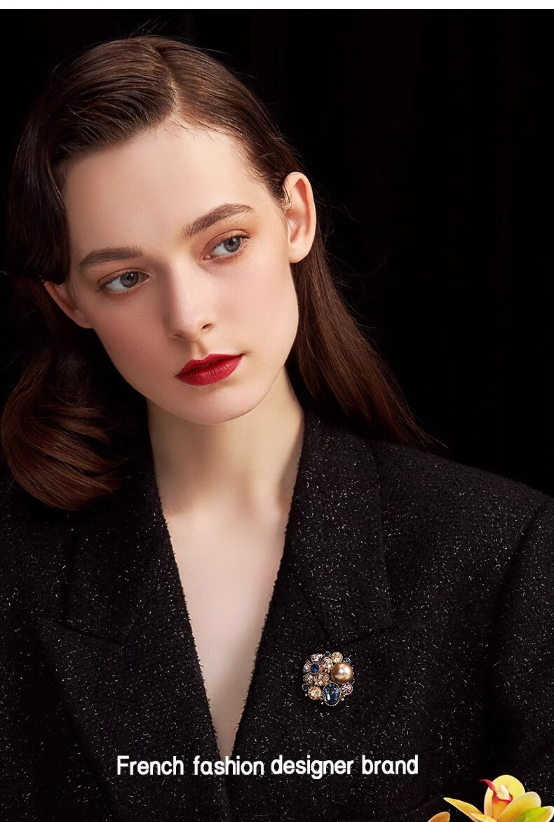 Eternelle French Eternal Austrian Crystal Brooch, Elegant Collar Pin Accessory, High-End Corsage, Birthday Gift 4