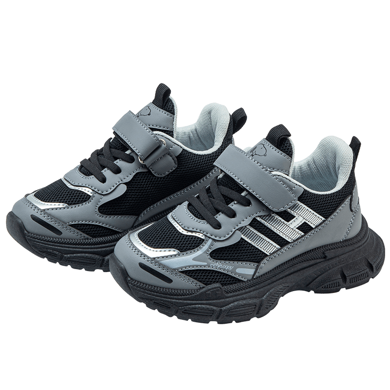 SNOOPY Boys' Sneakers, Versatile Lightweight Running Shoes for Older Children, Dad Shoes, 7882 Black-Gray, Size 30