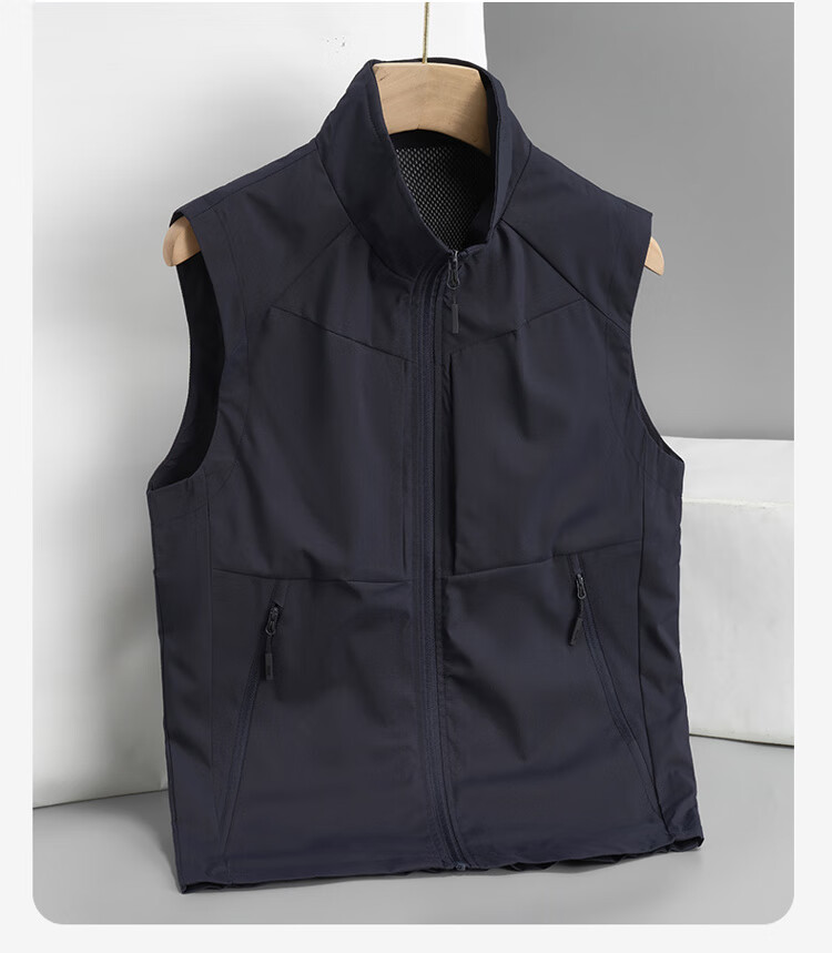 ROMON Men's Vest Spring and Autumn Thin Casual Jacket Sleeveless Stand Collar Outdoor Sports Black L 18