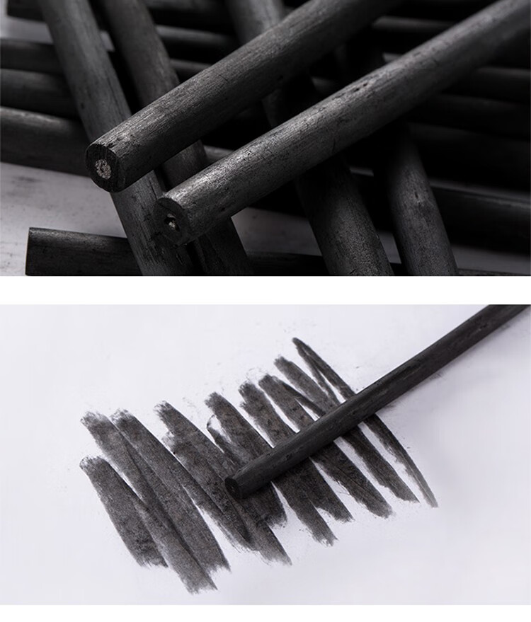 NYONI Cotton Willow Charcoal Sticks Round 4-5mm Sketch Charcoal Pencil Art Drawing Sketching Student Drafting Painting Pen 25pcs N8135 2