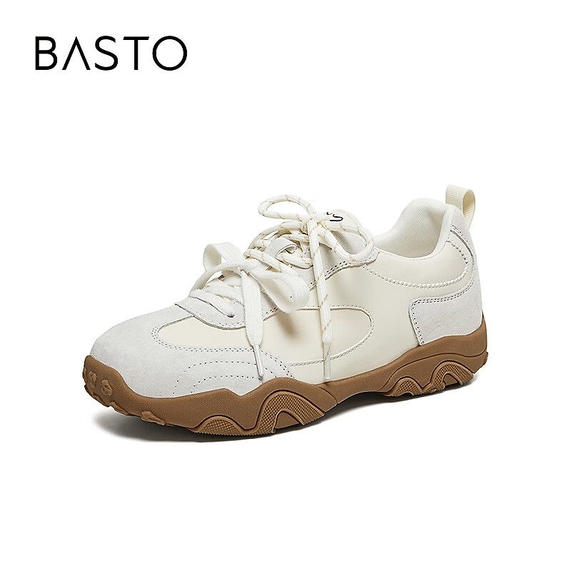 BASTO 26 Spring Training Shoes Fashion Retro Sports Women's Casual Shoes L5000AM6 Beige Size 39
