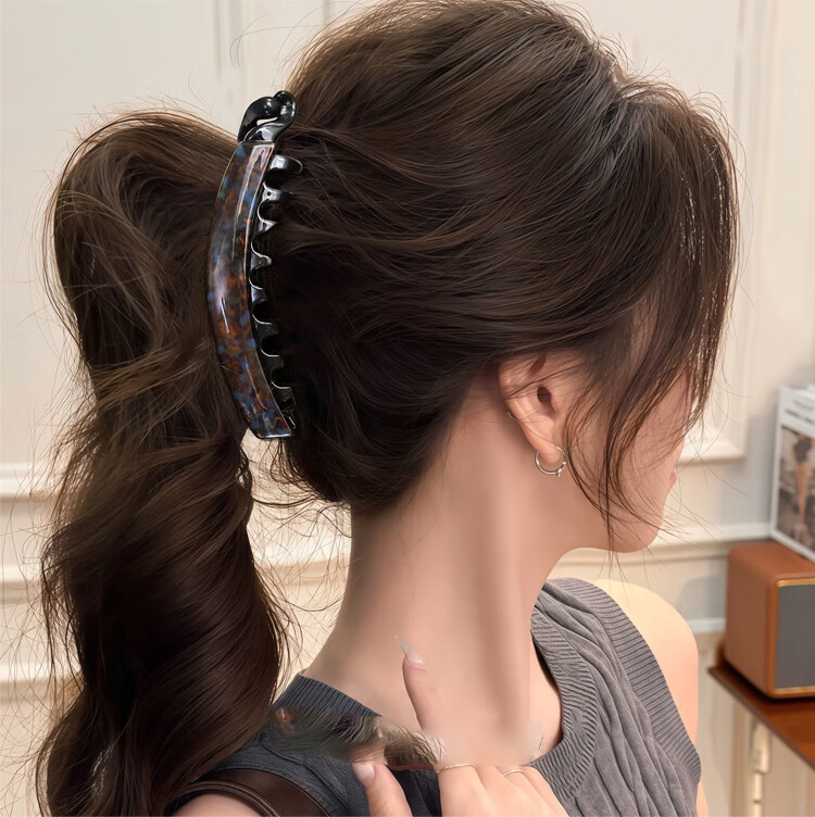 Li Qing Leopard Print Banana Hair Clip [Coffee] Twisted Vertical Clip for Back of Head High Ponytail Hair Claw Gift for Girlfriend Holiday Present 4