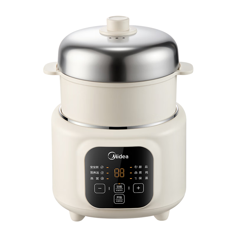 Midea Electric Stew Pot, Steamer Pot, Cooking Pot, Baby Food Steaming And Stewing All-In Electric Stew Cup, Soup Pot, Non-Coated Stainless Steel Electric Hot Pot, Baby Food Pot, Porridge Cooker, Double Boiler, Direct Stewing Soup Pot DZE1088