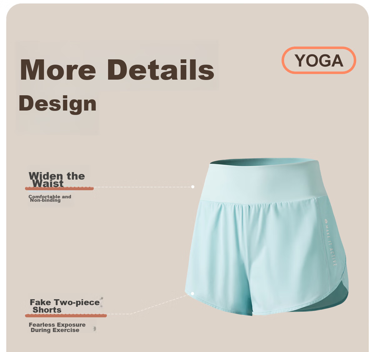 361° Sports Fitness Yoga Shorts, Summer Thin Style, Anti-Exposure, Fake Two-Piece Design, Running Sports Outer Wear, Breathable Shorts 6