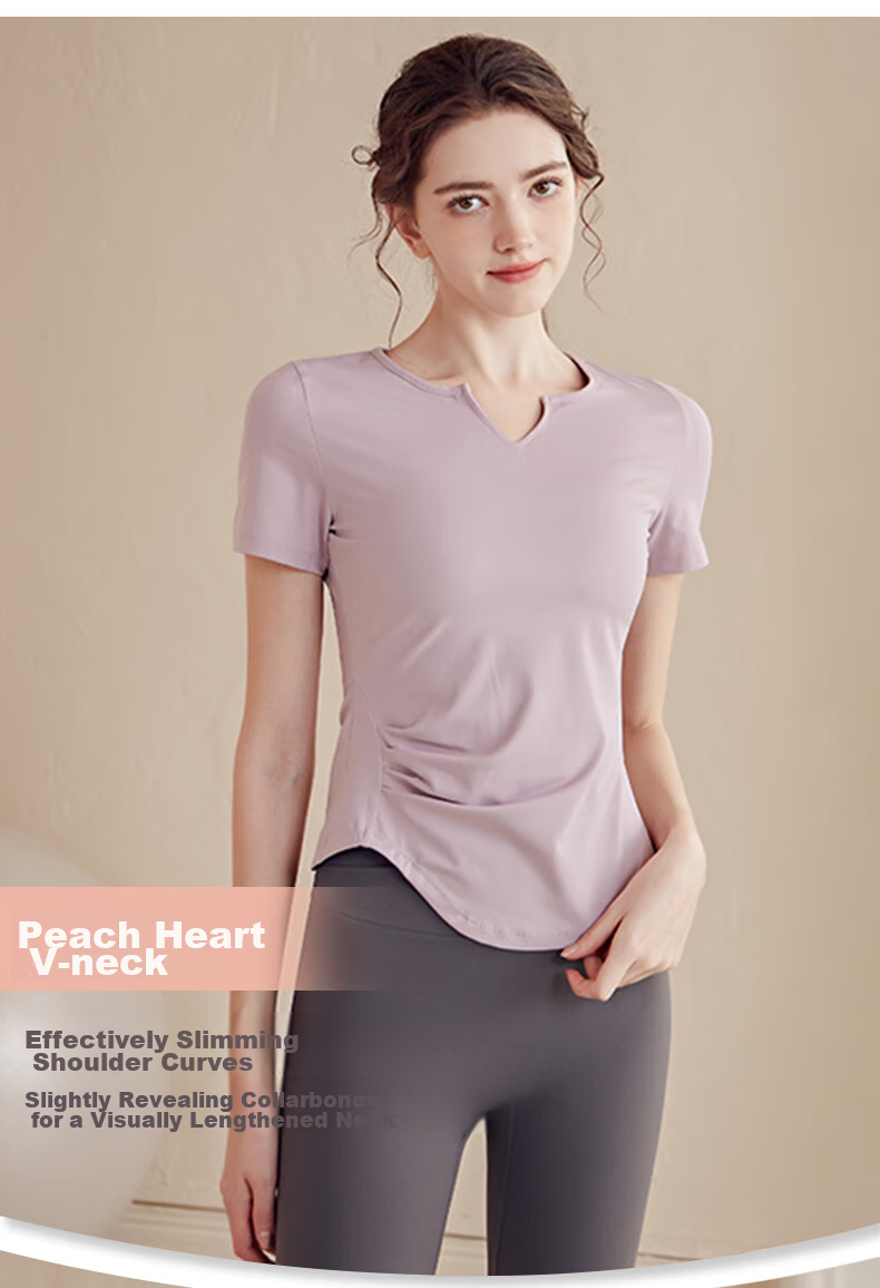 XUEXIMAN Yoga Wear Women's Top, Sports Slim-Fit Short-Sleeve T-Shirt, Running Quick-Dry Pilates Training Fitness Top 4