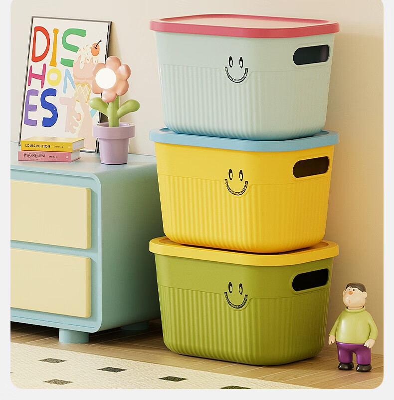 Kousu Dopamine Desktop Storage Box with Lid for Snacks, Toys, Miscellaneous Items, Household Cosmetics Storage Container 9
