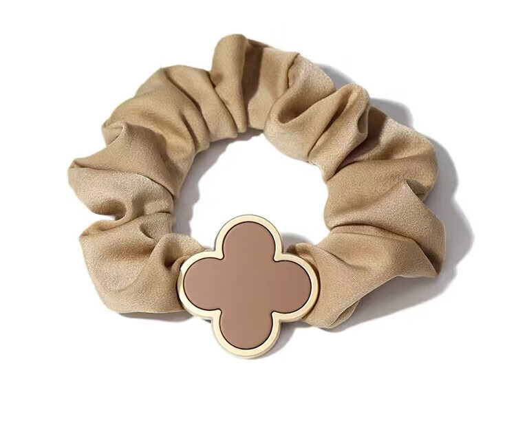 LiQing Luxury Four-Leaf Clover Hair Tie [Black] Premium Large Elastic Hair Band Elegant Hair Accessory 9