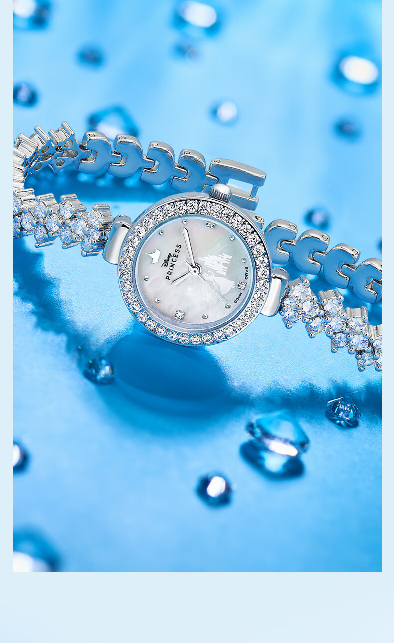 Disney Princess Series Women's Quartz Watch Luxury Bracelet Watch Pearl Mother-of-Pearl Dial Waterproof Gift for Girlfriend Birthday 2