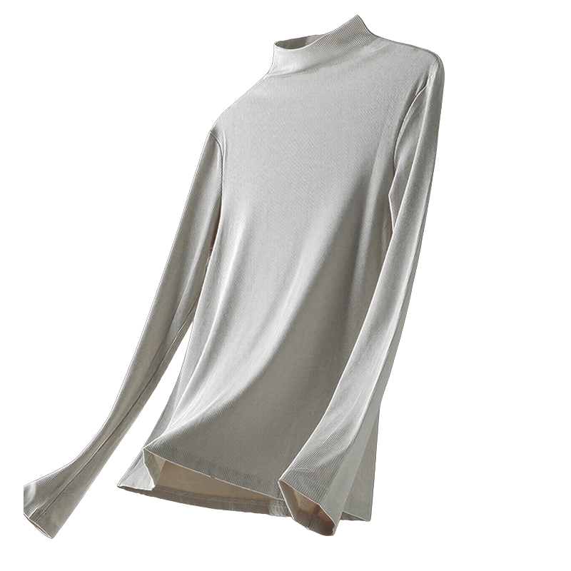 MiiOW Bird's Nest Protein Moisturizing Base Shirt for Women, Semi-High Collar, Autumn And Winter Inner Layer, Slim Fit, High Elasticity Base Underwear, Thin Top