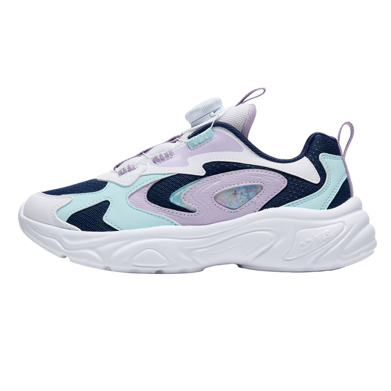 QIAODAN Girls' Running Shoes Kids Spring Autumn Lightweight Sports Shoes with Knob Mesh Graphite Blue/QIAODAN White Size 38