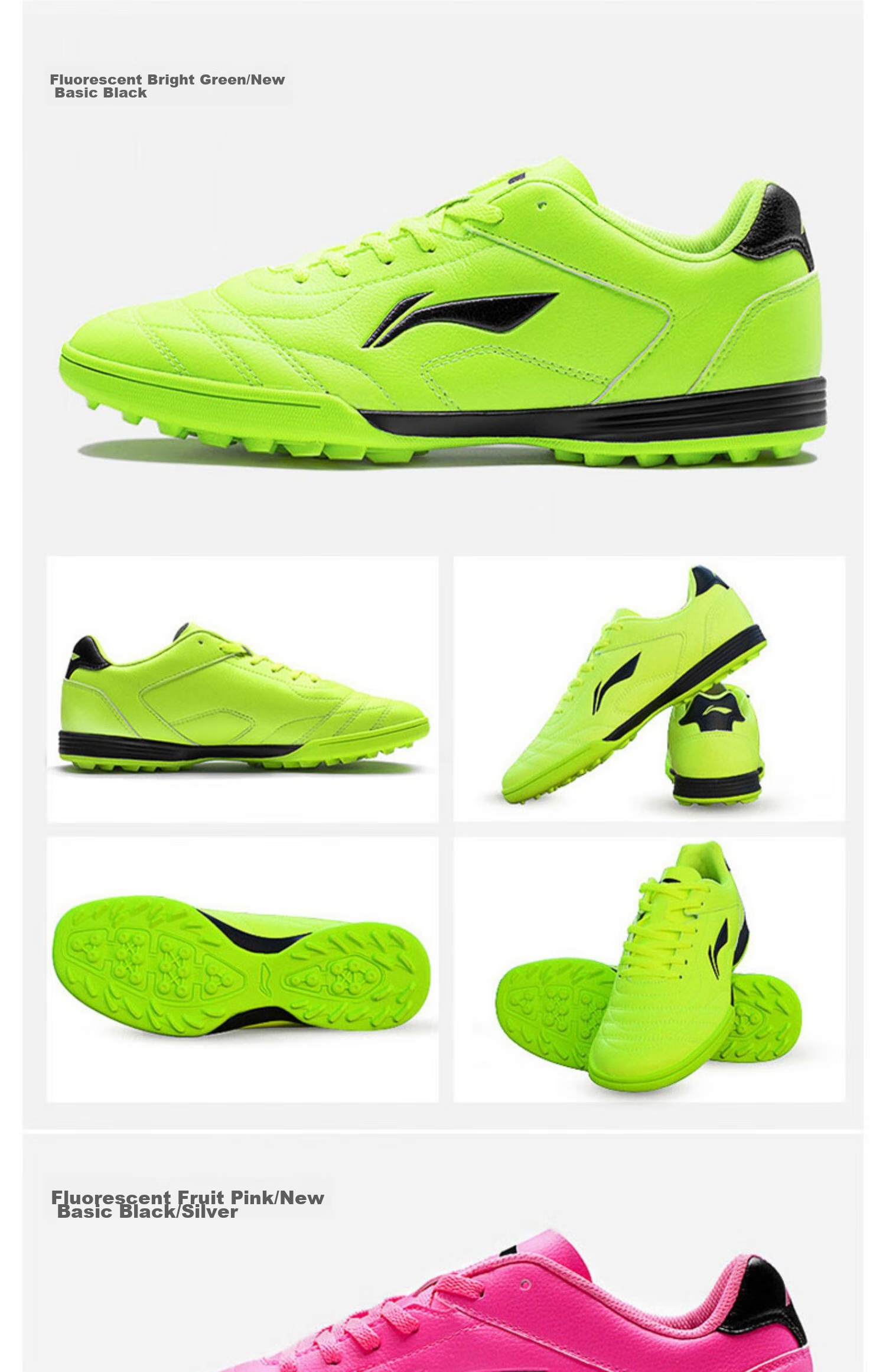 Li-Ning Soccer Shoes, TF Turf Cleats, for Men, Women, Adults, Children, Teenagers, Professional Training Shoes, Middle School Entrance Exam, Summer Breathable Cleats 26