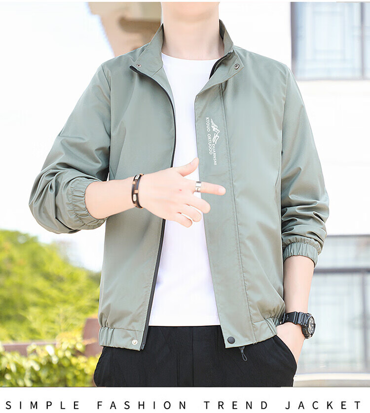 TUCANO Men's Spring Autumn Stand Collar Windproof Solid Color Casual Fashion Versatile Jacket Dark Gray L 13