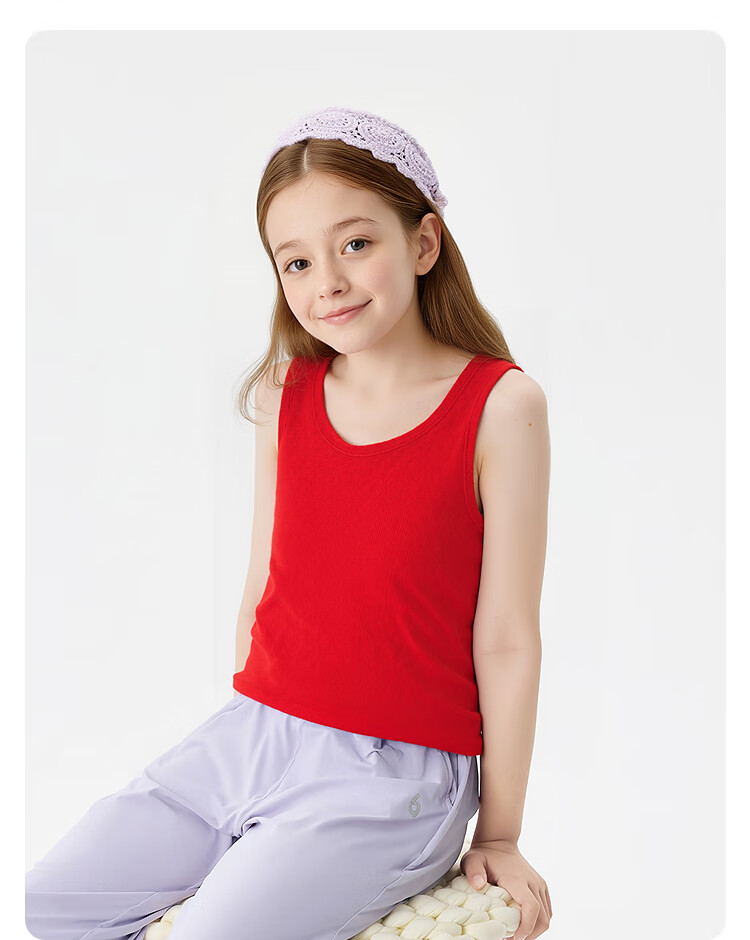 Balabala Kids Children's Underwear Girls 2026 New Spring Autumn Knitted Padded Skin-friendly Red Comfortable Slightly Stretchy Vest 7