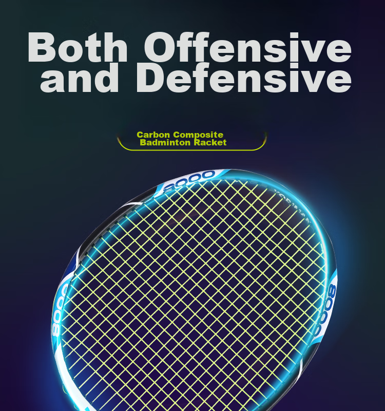 Yodiman Offense And Defense 4U Carbon Composite Training Badminton Racket, 8000 Single Racket (1 Piece) 1
