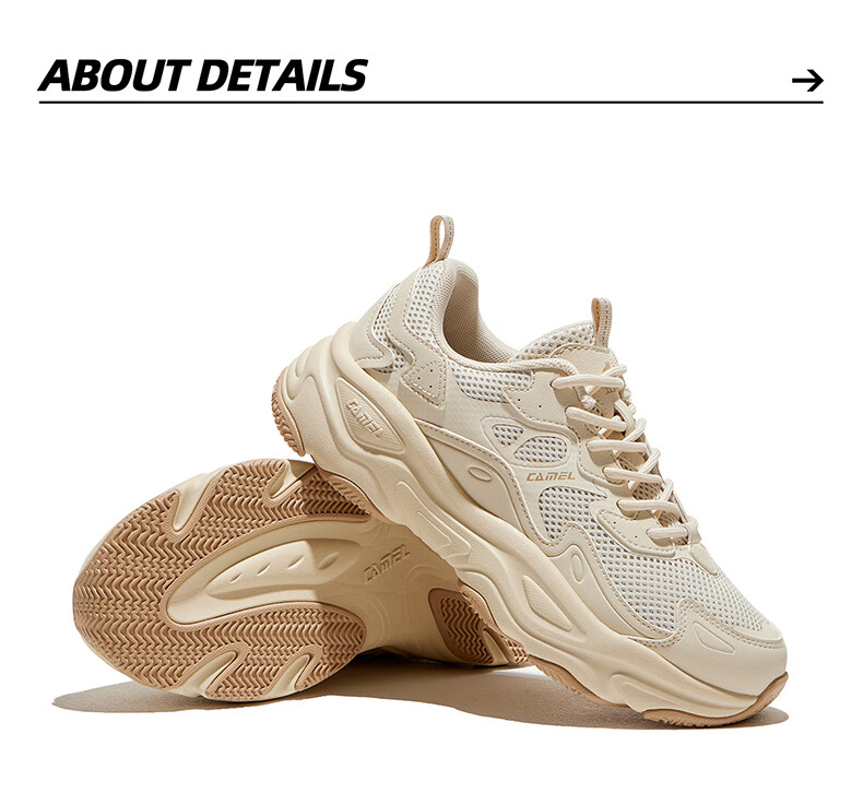 CAMEL Spark 2nd Generation Retro Casual Women's Dad Shoes Non-Slip Grip K26BX5L3038 Ivory White/Purple Size 38 3