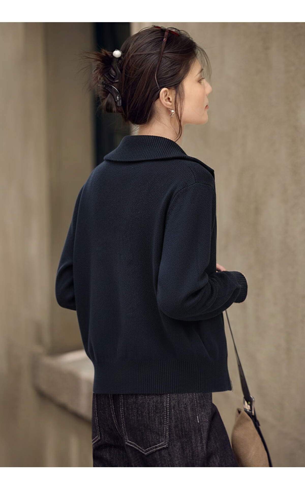 She Enjoy Women's Knitted Cardigan Stand Collar Zipper Sweater Jacket Casual Versatile Knit Outerwear T53Z092 5