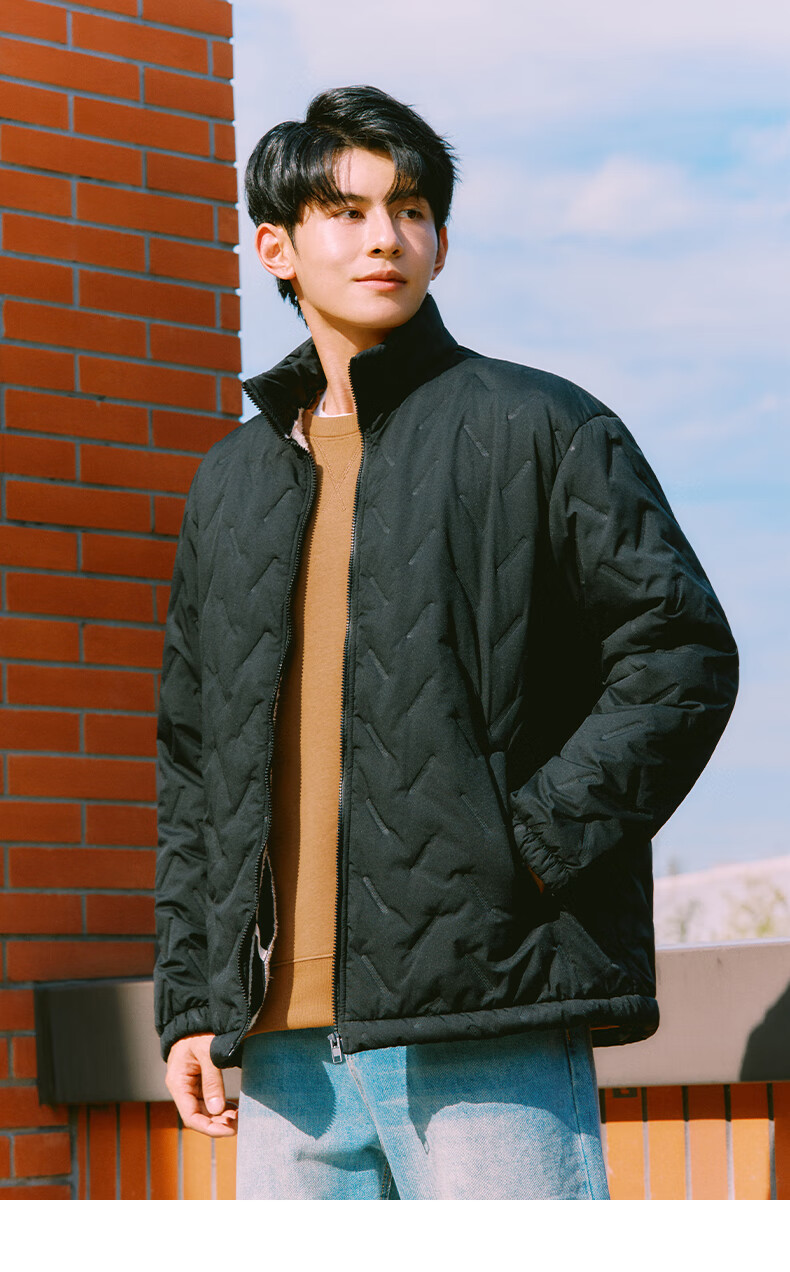 Baleno Men's Winter 2025 New Thickened Fleece Lined Short Cotton Padded Jacket Outdoor Windproof Stand Collar Coat 6