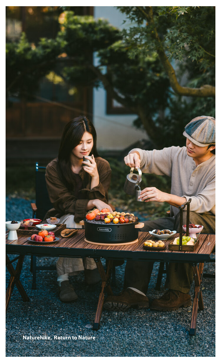 Naturehike Portable Outdoor Desktop Charcoal Grill for Home Camping BBQ and Tea Brewing 8