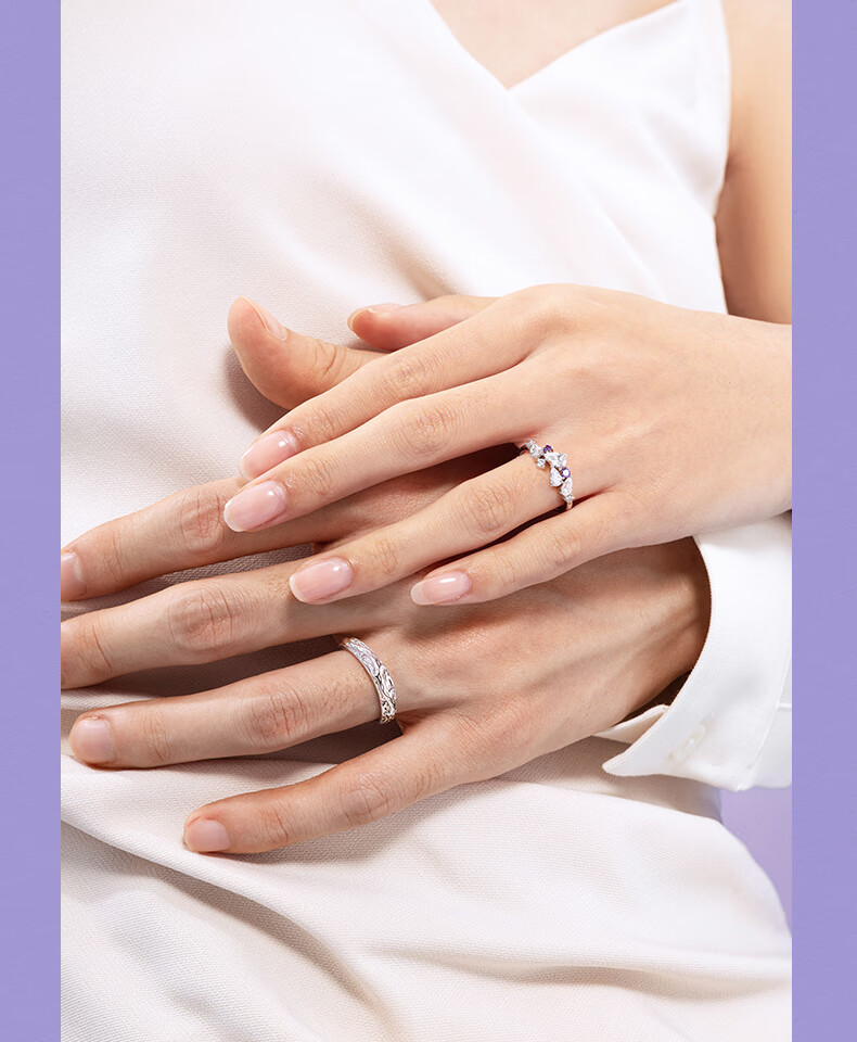 FanciFanci Wisteria Couple Silver Rings Pair Anniversary Birthday Gift for Girlfriend Size 12 8