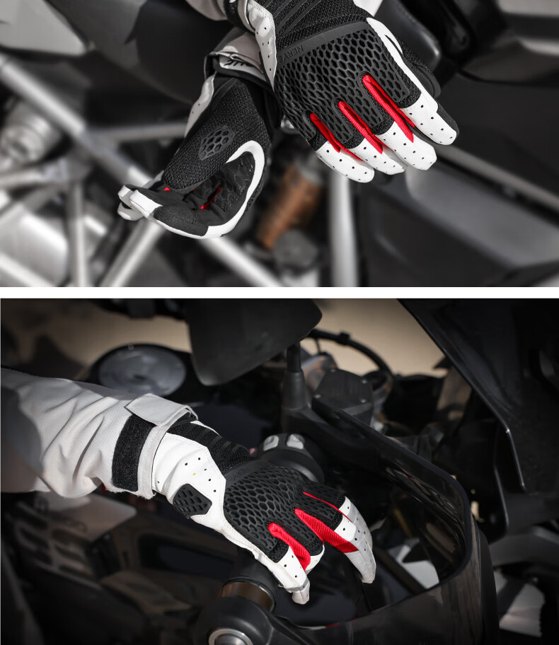 NERVE Nerve Honeycomb Motorcycle Riding Gloves Unisex Summer Protective Ventilated Touchscreen Black/Grey/Orange 2XL 11