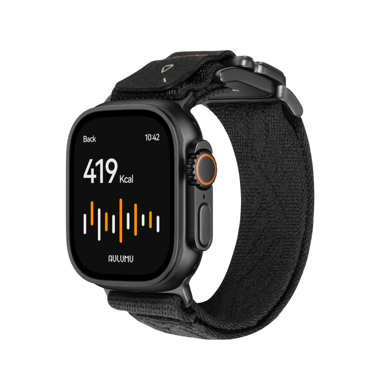 AULUMU C03 Titanium Ultra-Thin Magnetic Sport Band for Apple Watch Ultra 2/Series 11/10/SE Black Buckle Black Strap