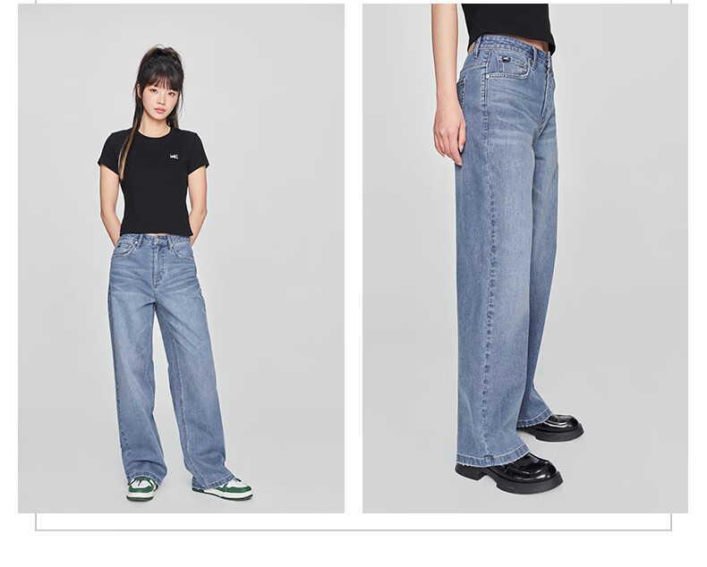 Lee 428 Women's Comfortable High-Waist Straight-Leg Lightweight Jeans Light Blue Size 27 7